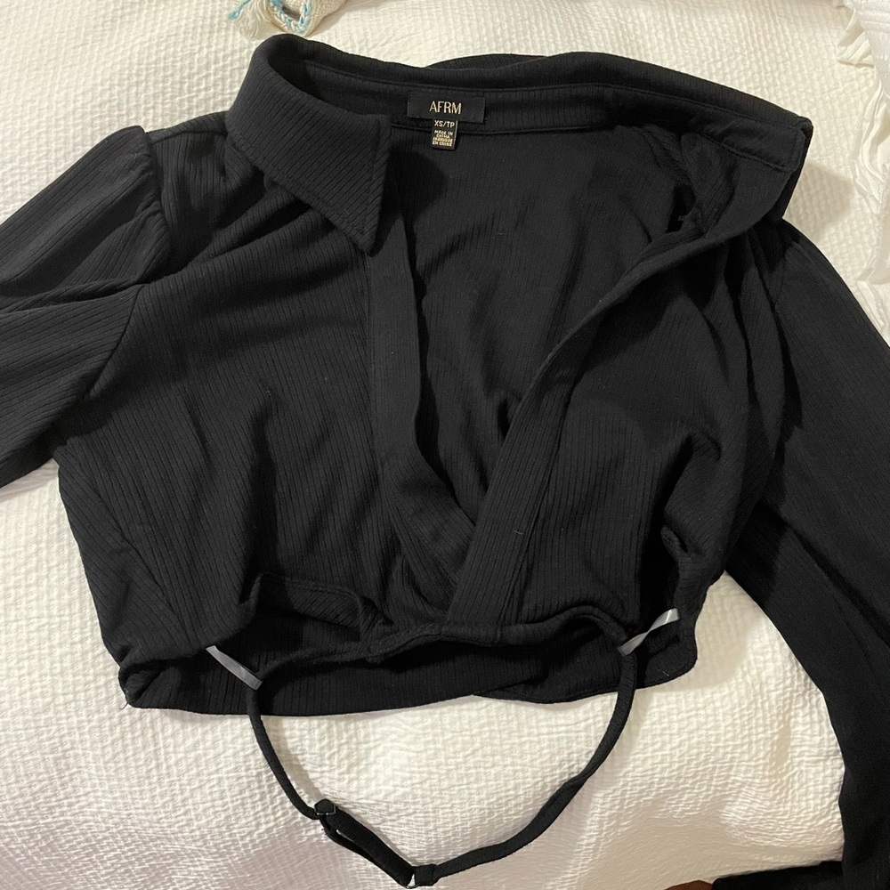 AFRM cropped black long sleeve